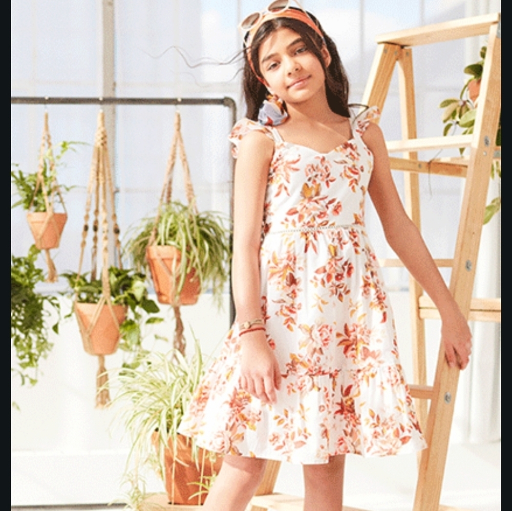 Janie and Jack Floral White and Orange Dress